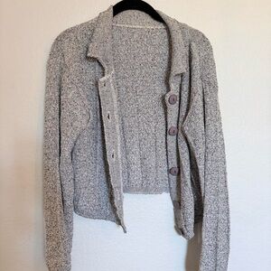 Vintage Gray Knit Cardigan with Button Detail